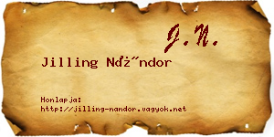Jilling Nándor névjegykártya